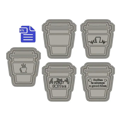 Coffee Cups Silicone Molds STL File - for 3D printing - FILE ONLY - with tray included to make your own silicone molds - 5 designs - The Crafts and Glitter Shop