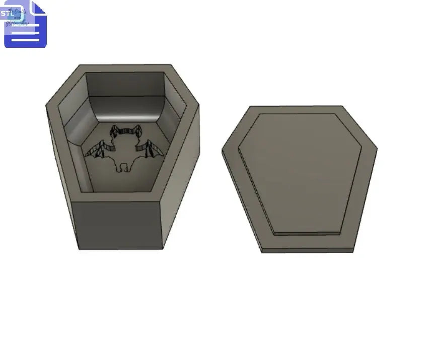 Coffin Bat Bath Bomb Mold STL File - for 3D printing - FILE ONLY - Vampire Coffin Bath Bomb Press Shower Steamer