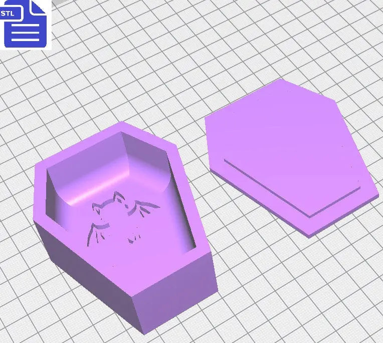Coffin Bat Bath Bomb Mold STL File - for 3D printing - FILE ONLY - Vampire Coffin Bath Bomb Press Shower Steamer