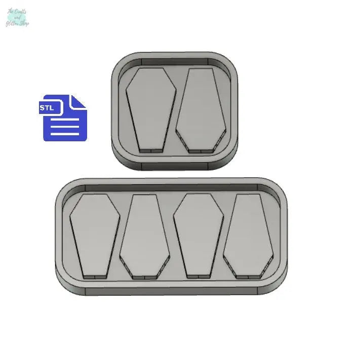 Coffin Mold Tray STL File - for 3D printing - FILE ONLY - with tray to make silicone molds - diy freshies mold