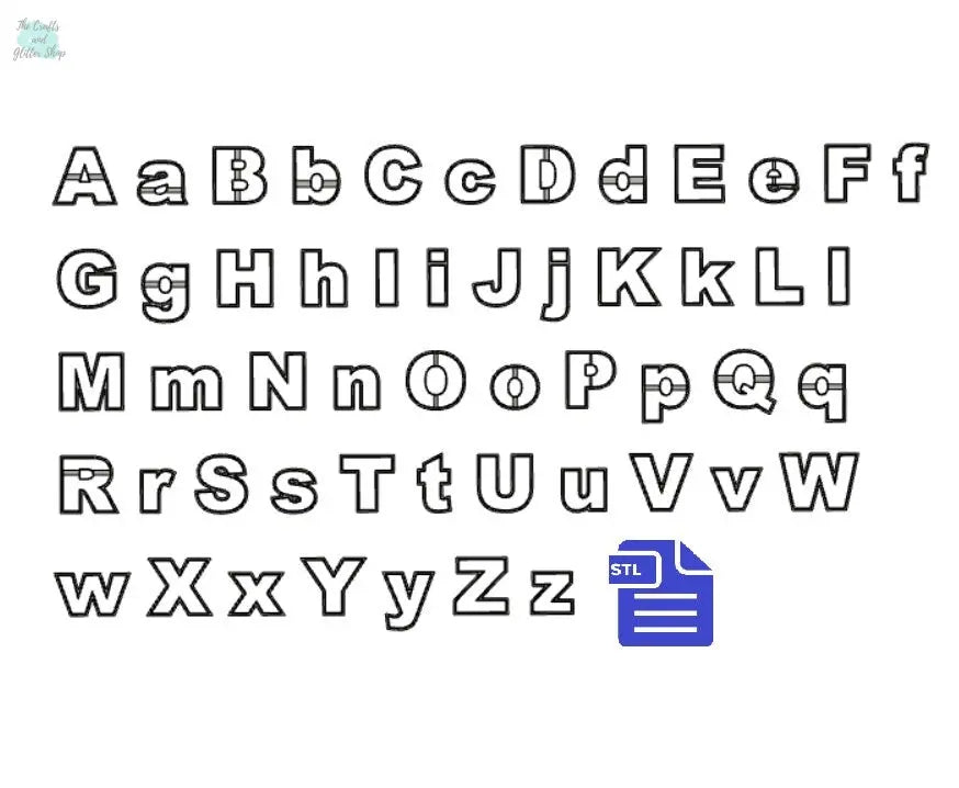 Complete Alphabet Cookie Cutter STL File - for 3D printing - FILE ONLY - Instant Digital Download