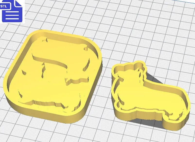 Corgi Silhouette Mold Tray STL File - for 3D printing - FILE ONLY - with tray to make silicone molds - diy freshies mold - The Crafts and Glitter Shop
