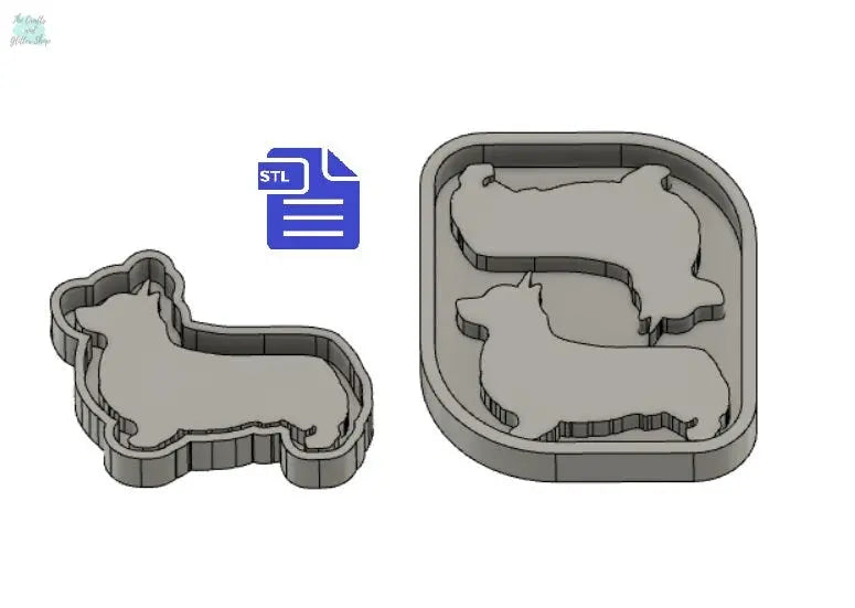 Corgi Silhouette Mold Tray STL File - for 3D printing - FILE ONLY - with tray to make silicone molds - diy freshies mold - The Crafts and Glitter Shop