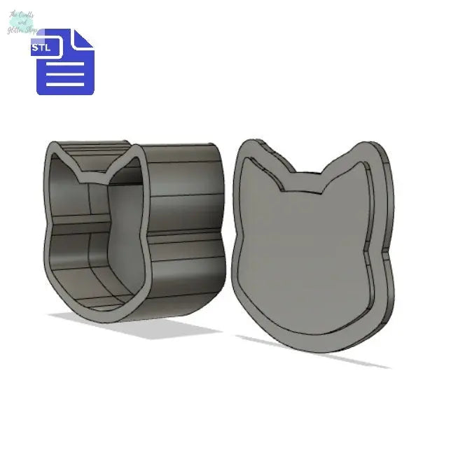 Crescent Cat Bath Bomb Mold STL File - for 3D printing - FILE ONLY - Bath Bomb Press Mould - Moon Cat Head Trinket Dish - Jewelry Box Tray
