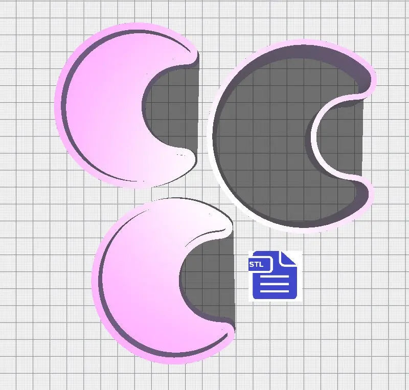 Crescent Moon Bath Bomb Mold STL File - for 3D printing - FILE ONLY - 3 part Bath Bomb Press Mould - Shower Steamer Shampoo Bar Fizzies