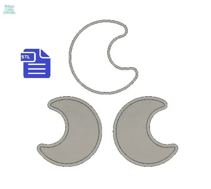 Crescent Moon Bath Bomb Mold STL File - for 3D printing - FILE ONLY - 3 part Bath Bomb Press Mould - Shower Steamer Shampoo Bar Fizzies - The Crafts and Glitter Shop