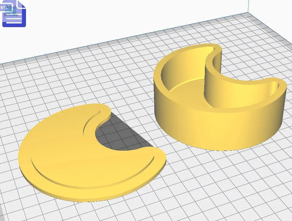 Crescent Moon Bath Bomb Press STL File - for 3D printing - FILE ONLY - Crescent Moon Bath Bomb Mold Shower Steamer