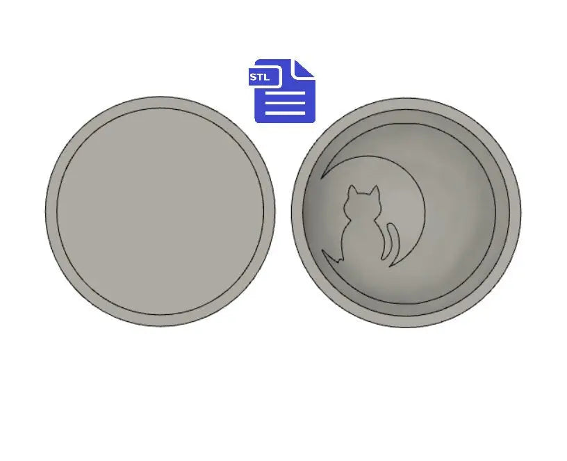 Crescent Moon Cat Bath Bomb Mold STL File - for 3D printing - FILE ONLY - Bath Bomb Bar Press Mold - Shower Steamer Mould
