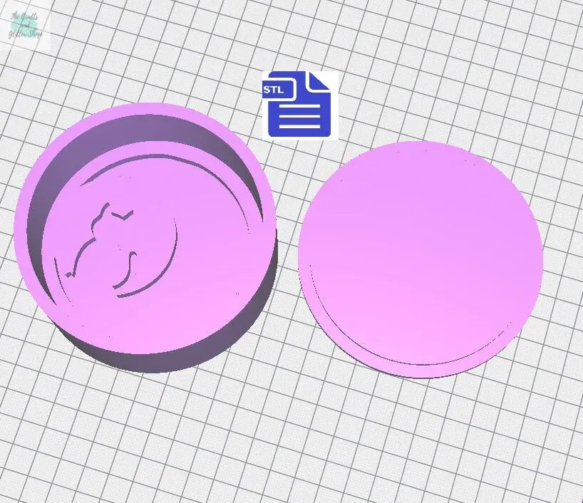 Crescent Moon Cat Bath Bomb Mold STL File - for 3D printing - FILE ONLY - Bath Bomb Bar Press Mold - Shower Steamer Mould