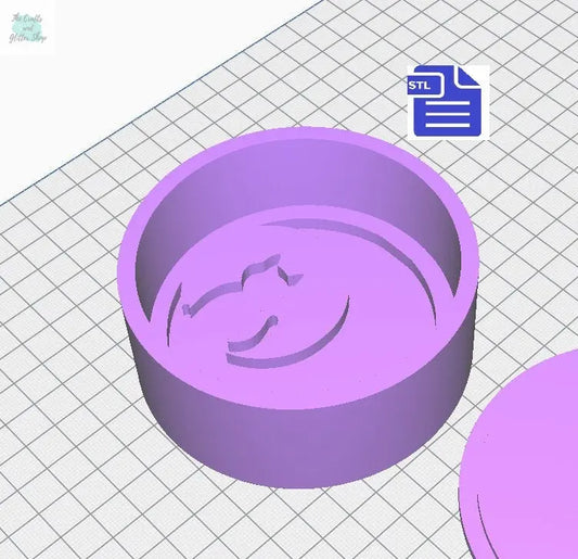 Crescent Moon Cat Bath Bomb Mold STL File - for 3D printing - FILE ONLY - Bath Bomb Bar Press Mold - Shower Steamer Mould - The Crafts and Glitter Shop