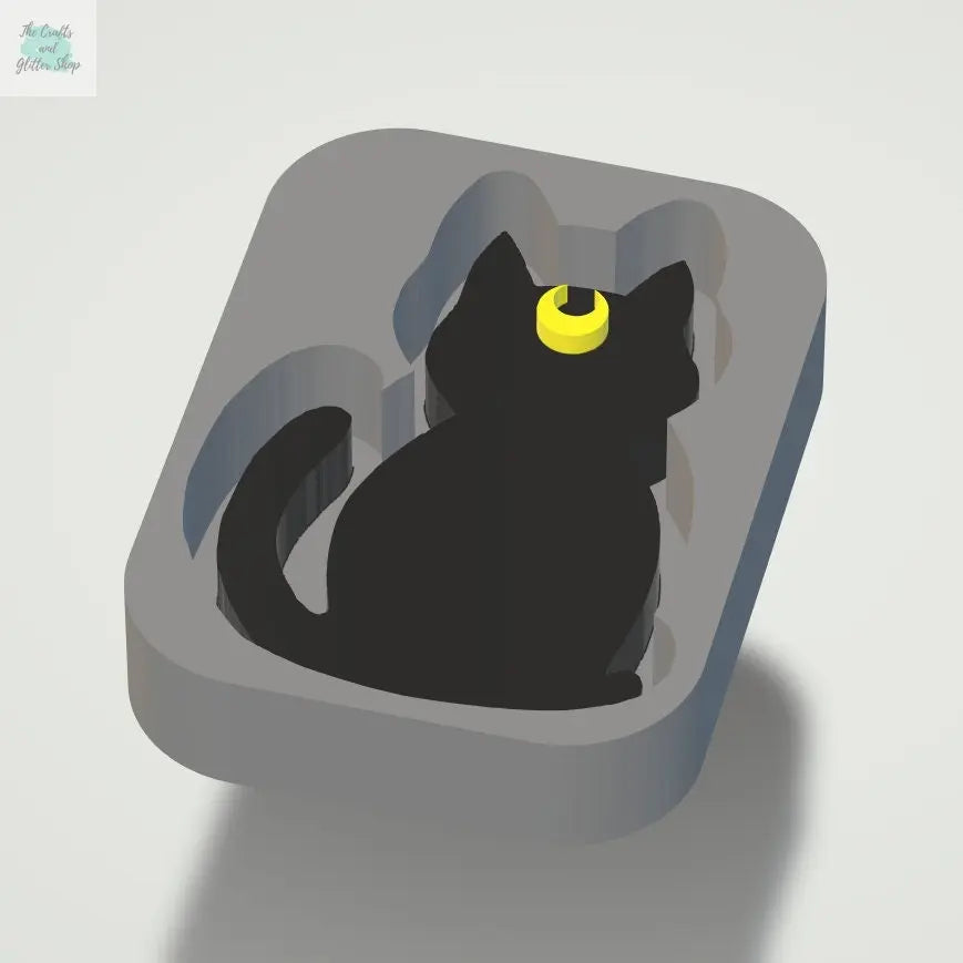 Crescent Moon Cat STL File - for 3D printing - FILE ONLY - with tray included to make silicone molds - diy freshies mold