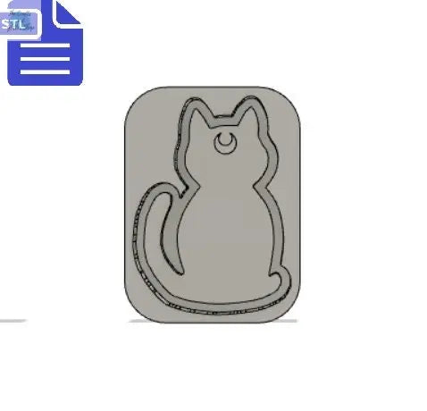 Crescent Moon Cat STL File - for 3D printing - FILE ONLY - with tray included to make silicone molds - diy freshies mold