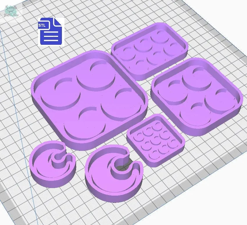 Crescent Moon Mold Tray STL File - for 3D printing - FILE ONLY - for making your own silicone molds - diy freshies mold