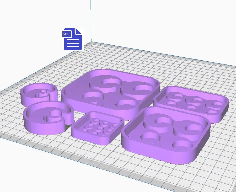 Crescent Moon Mold Tray STL File - for 3D printing - FILE ONLY - for making your own silicone molds - diy freshies mold