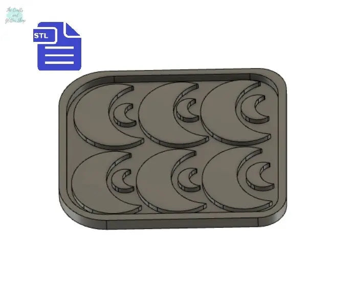 Crescent Moon STL File - for 3D printing - FILE ONLY - with tray included to make your own silicone mold - diy freshies mold