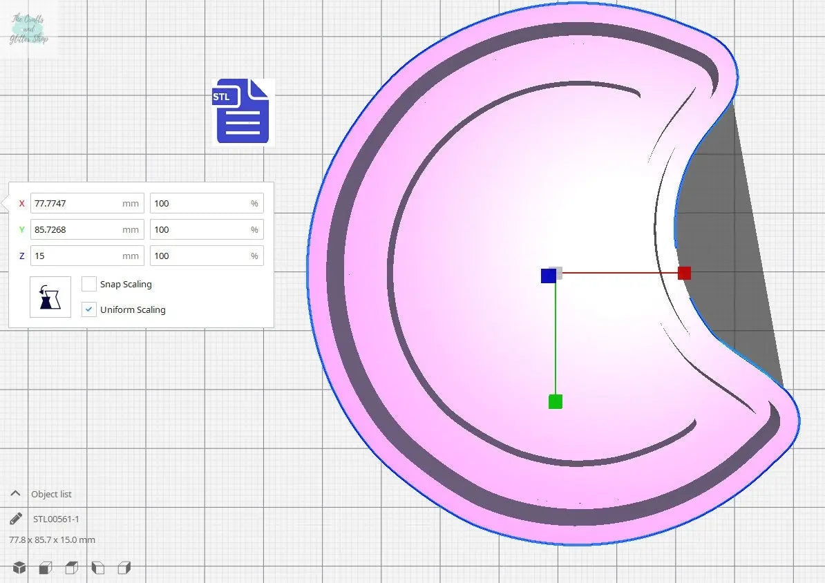 Crescent Moon Shaker Silicone Mold Housing STL File - for 3D printing - FILE ONLY - to make your own silicone molds - diy freshies mold