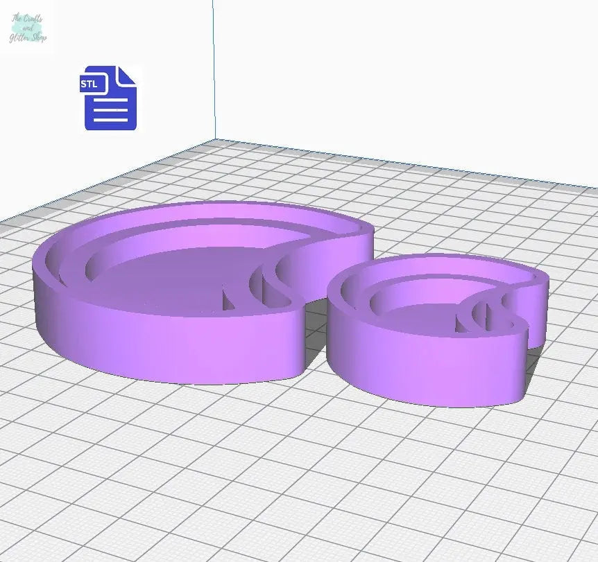 Crescent Moon Shaker Silicone Mold Housing STL File - for 3D printing - FILE ONLY - to make your own silicone molds - diy freshies mold - The Crafts and Glitter Shop