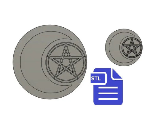 Crescent Moon with Pentacle Star STL File - for 3D printing - FILE ONLY - The Crafts and Glitter Shop
