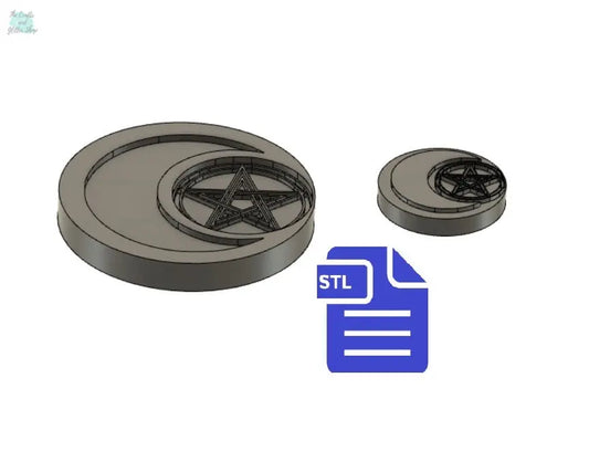 Crescent Moon with Pentacle Star STL File - for 3D printing - FILE ONLY - The Crafts and Glitter Shop