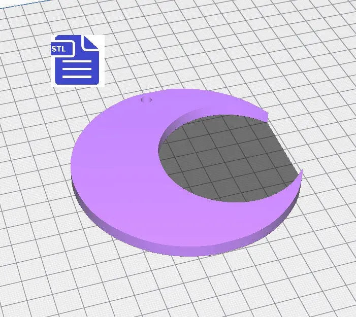 Crescent Moon with hole STL File - for 3D printing - FILE ONLY - includes housing mold tray to make silicone molds - suncatcher wall hanging