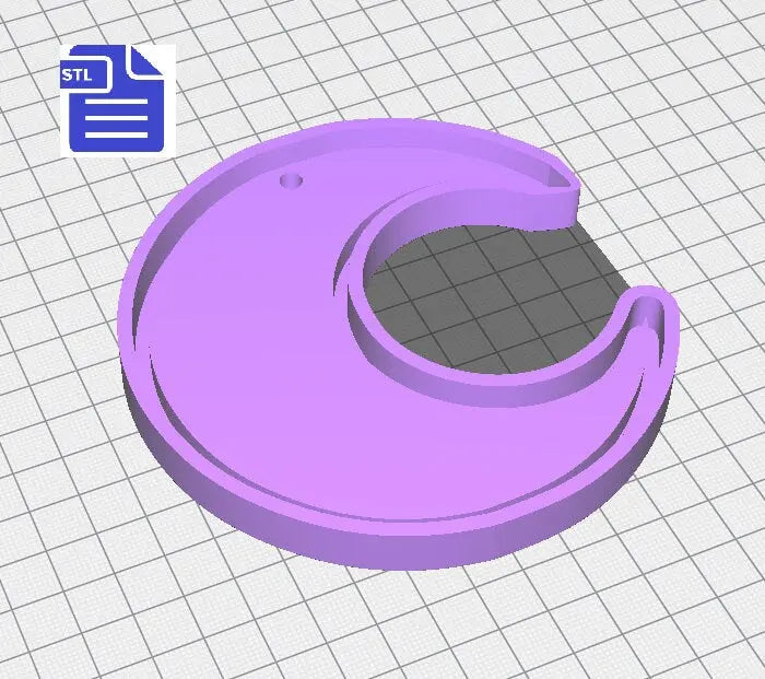 Crescent Moon with hole STL File - for 3D printing - FILE ONLY - includes housing mold tray to make silicone molds - suncatcher wall hanging