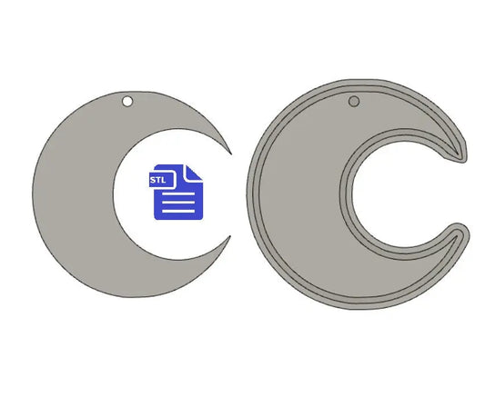 Crescent Moon with hole STL File - for 3D printing - FILE ONLY - includes housing mold tray to make silicone molds - suncatcher wall hanging - The Crafts and Glitter Shop