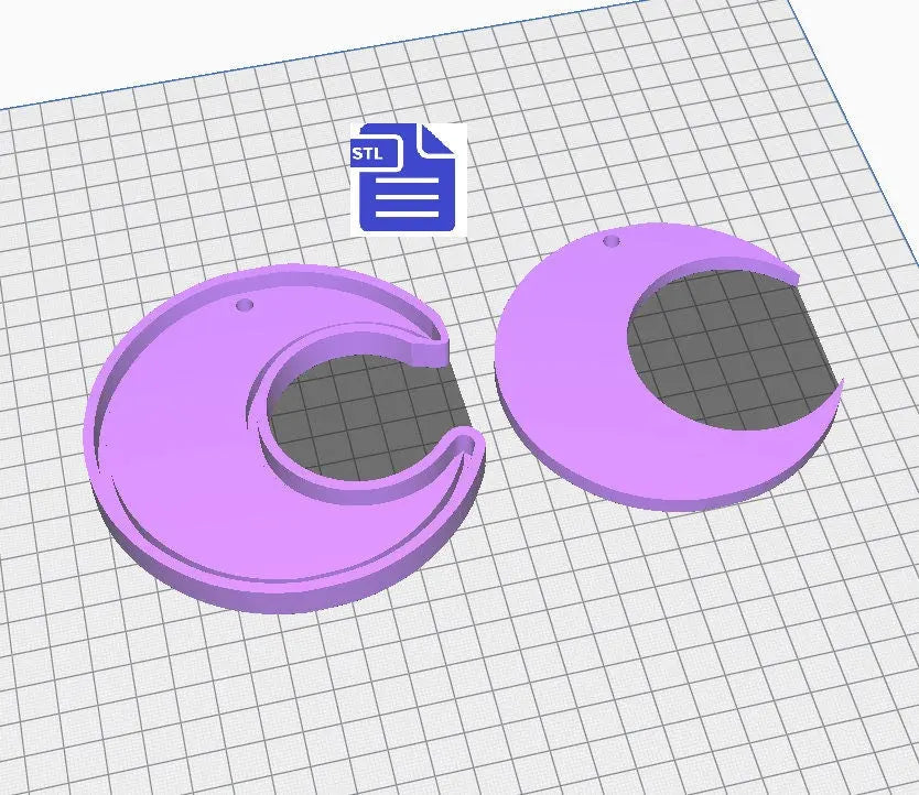 Crescent Moon with hole STL File - for 3D printing - FILE ONLY - includes housing mold tray to make silicone molds - suncatcher wall hanging - The Crafts and Glitter Shop