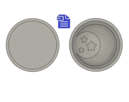 Crescent & Stars Bath Bomb Mold STL File - for 3D printing - FILE ONLY - Circle Bar Bath Bomb Press Mold, Crescent Moon Shower Steamer Mould