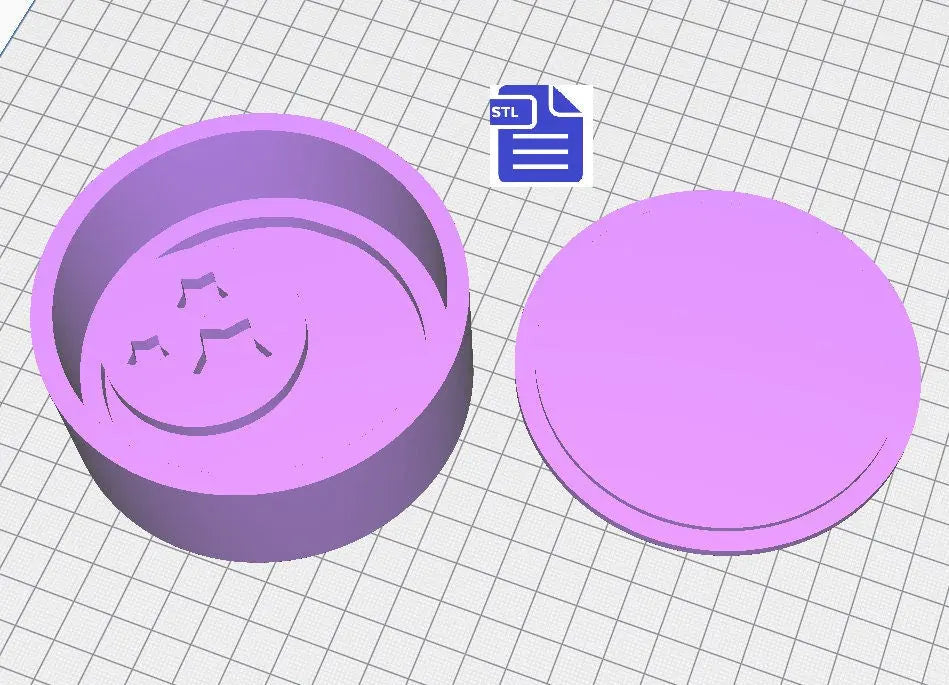 Crescent & Stars Bath Bomb Mold STL File - for 3D printing - FILE ONLY - Circle Bar Bath Bomb Press Mold, Crescent Moon Shower Steamer Mould