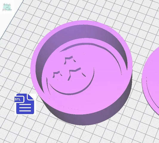 Crescent & Stars Bath Bomb Mold STL File - for 3D printing - FILE ONLY - Circle Bar Bath Bomb Press Mold, Crescent Moon Shower Steamer Mould