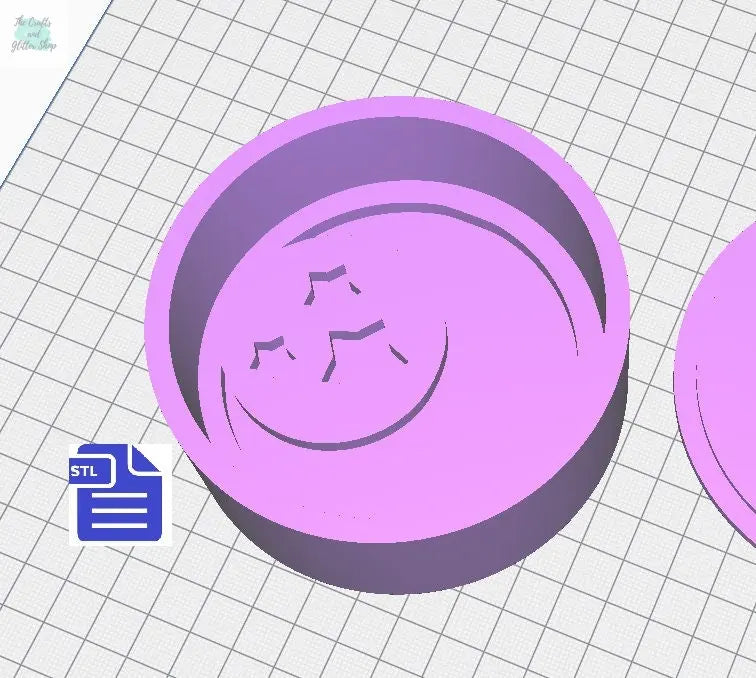 Crescent & Stars Bath Bomb Mold STL File - for 3D printing - FILE ONLY - Circle Bar Bath Bomb Press Mold, Crescent Moon Shower Steamer Mould - The Crafts and Glitter Shop