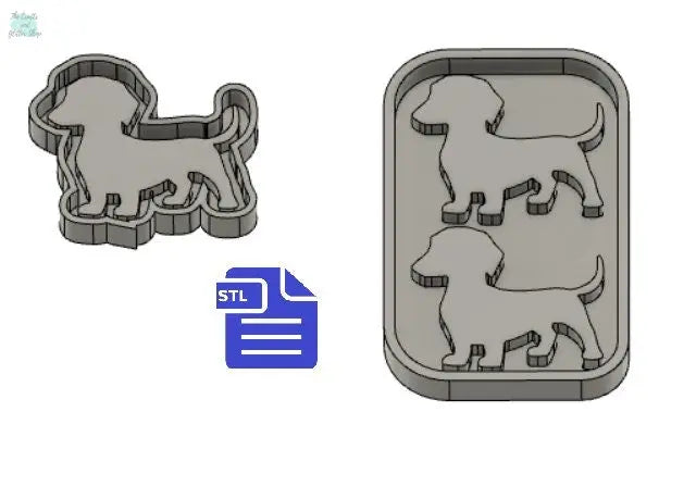 Dachshund Silhouette Mold Tray STL File - for 3D printing - FILE ONLY - with tray for silicone mold making - diy freshies mold