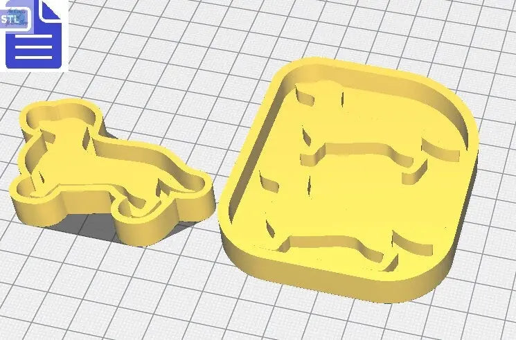 Dachshund Silhouette Mold Tray STL File - for 3D printing - FILE ONLY - with tray to make silicone molds - diy freshies mold