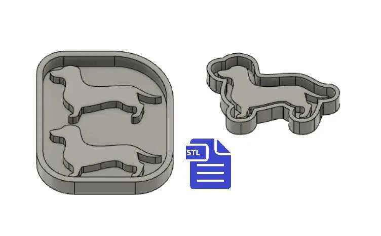 Dachshund Silhouette Mold Tray STL File - for 3D printing - FILE ONLY - with tray to make silicone molds - diy freshies mold