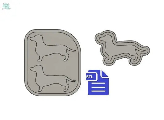 Dachshund Silhouette Mold Tray STL File - for 3D printing - FILE ONLY - with tray to make silicone molds - diy freshies mold - The Crafts and Glitter Shop