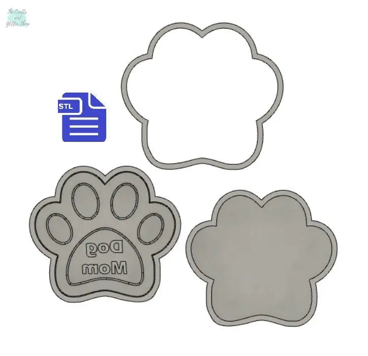 Dog Mom Paw Bath Bomb Mold STL File - for 3D printing - FILE ONLY - 3 piece Mother's Day Pet Bath Bomb Hand Press Mould - The Crafts and Glitter Shop