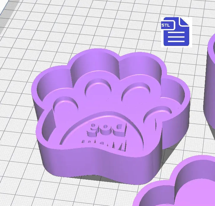 Dog Mom Paw Bath Bomb Mold STL File - for 3D printing - FILE ONLY - 3 piece Mother's Day Pet Bath Bomb Hand Press Mould