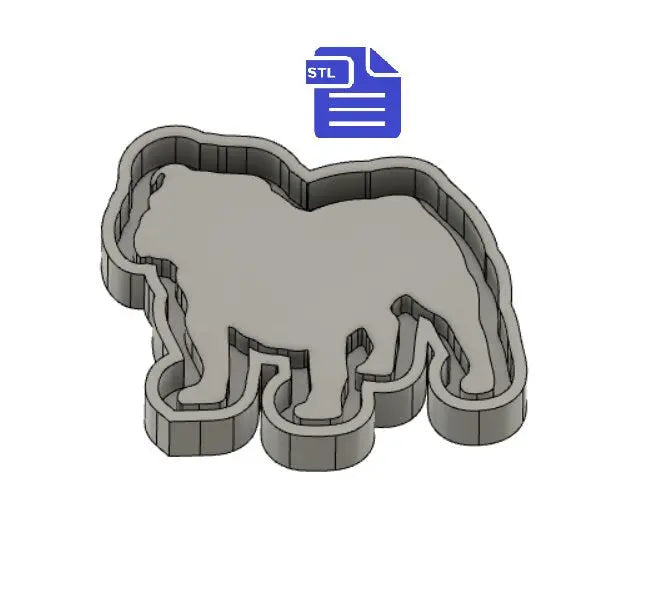 English Bulldog Silhouette Mold Tray STL File - for 3D printing - FILE ONLY - with tray for silicone mould making - diy freshies mold