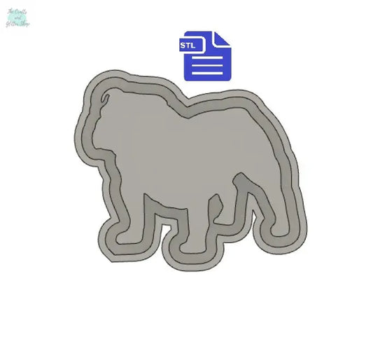 English Bulldog Silhouette Mold Tray STL File - for 3D printing - FILE ONLY - with tray for silicone mould making - diy freshies mold