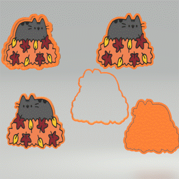 FREE SAMPLE - 1pc & 3pc Autumn Pusheen Bath Bomb Mold STL File - The Crafts and Glitter Shop
