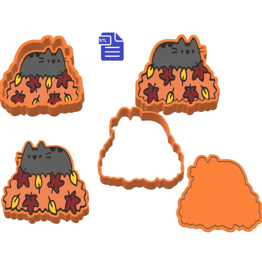 FREE SAMPLE - 1pc & 3pc Autumn Pusheen Bath Bomb Mold STL File - The Crafts and Glitter Shop