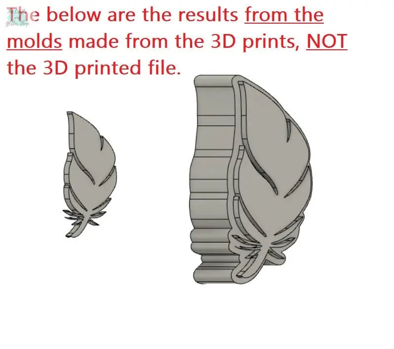Feather Mold Housing STL File - for 3D printing - FILE ONLY - to make silicone molds for resin, soap or bath bombs - diy freshies mold - The Crafts and Glitter Shop