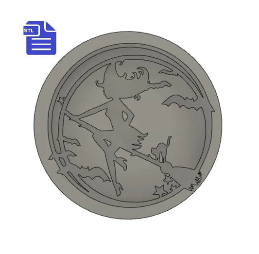 Flying Witch Bath Bomb Mold STL File - for 3D printing - FILE ONLY - Halloween Bath Bomb Press Shower Steamer - The Crafts and Glitter Shop