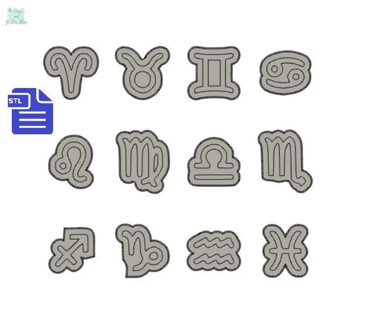 Full Set Zodiac Signs STL File - for 3D printing - FILE ONLY - The Crafts and Glitter Shop