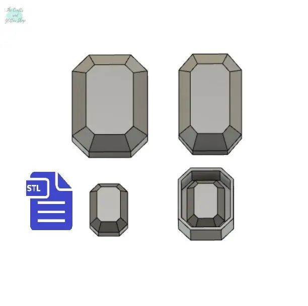 Gem STL File - for 3D printing - FILE ONLY - includes tray included to make silicone molds - large sizes to make mold for soap and bath bomb