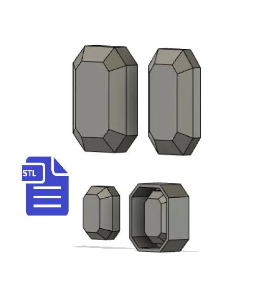 Gem STL File - for 3D printing - FILE ONLY - includes tray included to make silicone molds - large sizes to make mold for soap and bath bomb