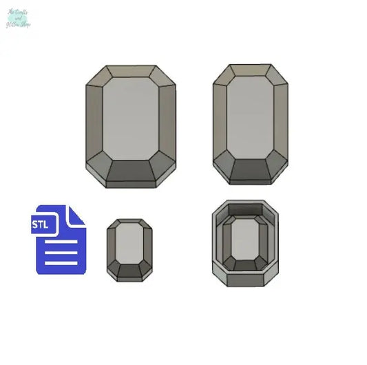 Gem STL File - for 3D printing - FILE ONLY - includes tray included to make silicone molds - large sizes to make mold for soap and bath bomb - The Crafts and Glitter Shop