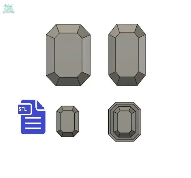 Gem STL File - for 3D printing - FILE ONLY - includes tray included to make silicone molds - large sizes to make mold for soap and bath bomb
