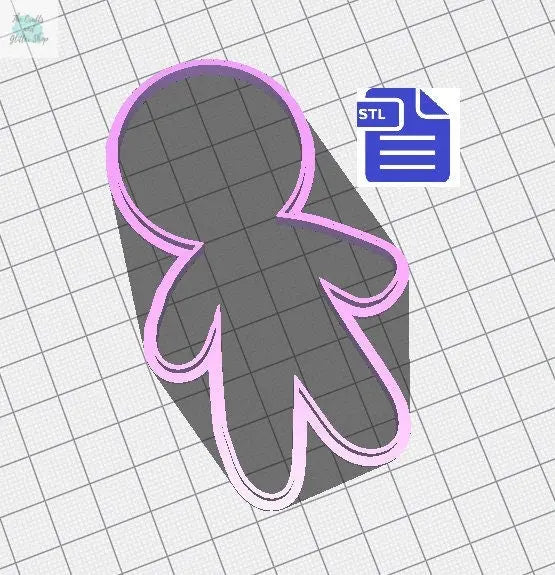Gingerbread Man Cookie Cutter STL File - for 3D printing - FILE ONLY - Digital Download