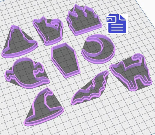 Halloween Cookie Cutter Set STL File - for 3D printing - FILE ONLY - Digital Download - The Crafts and Glitter Shop